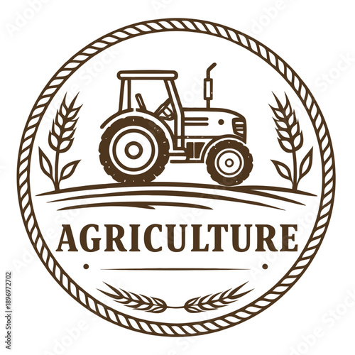 
“Rural farm emblem logo featuring a classic agricultural theme with farmland elements