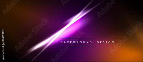 Abstract background features vibrant orange, purple gradients. Diagonal light streaks add dynamic visual interest. Text reads background design.