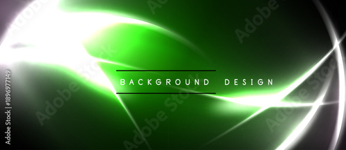 Abstract green design features bright lines, gradients. Modern aesthetic, suitable for digital backgrounds, presentations. Minimalist style.