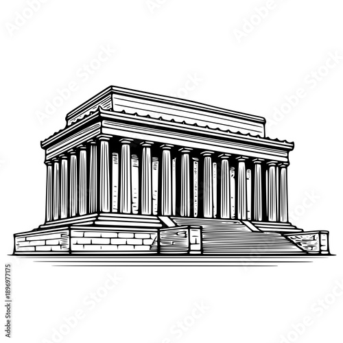 Lincoln Memorial building with columns and stairs