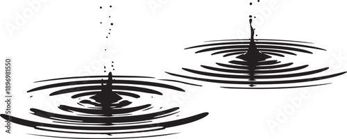 Water Droplets Creating Ripples on a Surface Illustration