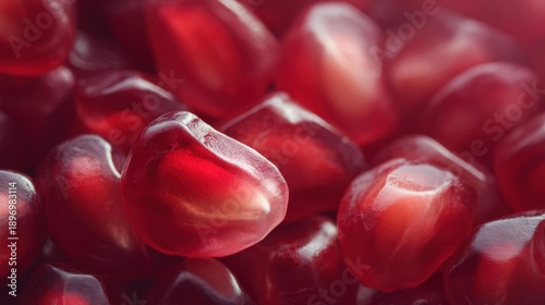 Close-up of a pile of pomegranate seeds. the seeds are bright red in color and appear to be freshly picked. the texture of the seeds is rough and bumpy, with small bumps and ridges on the surface.