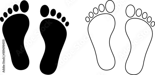 Minimalist black and white footprint vector design with toe details