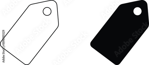 Simple price tag icons with hole punch for product labeling and retail design purposes