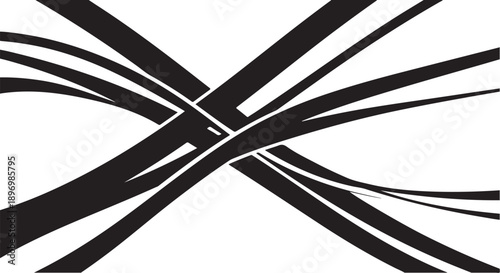Abstract Black Lines Crossing on White Background Illustration Design