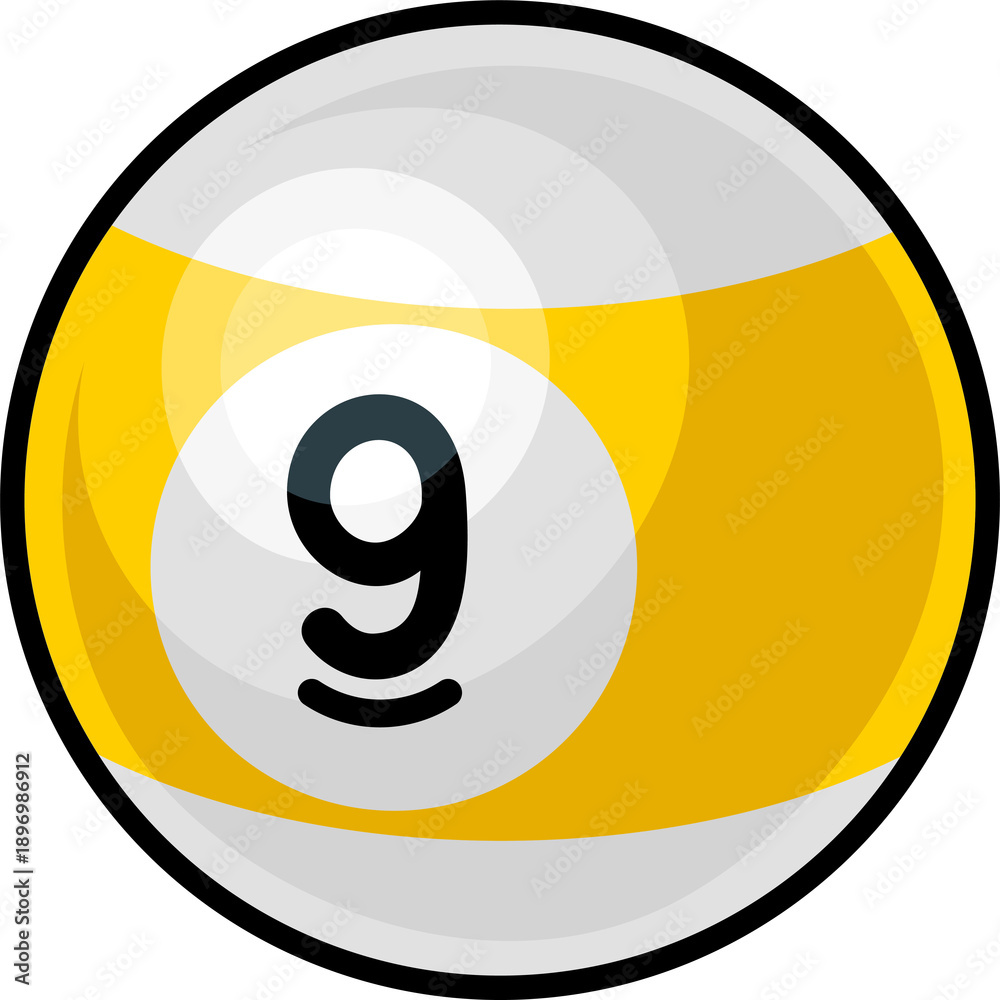 Naklejka premium A nine ball pool 9 ball icon illustration