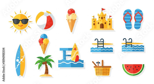 Summer Vacation Icons Collection.