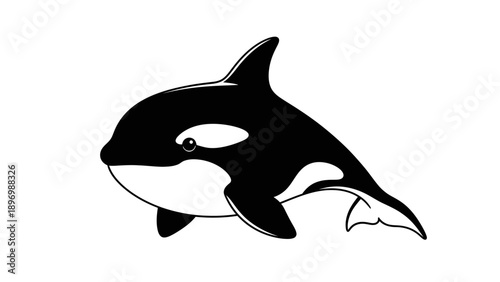 Black and White Illustration of Orca.