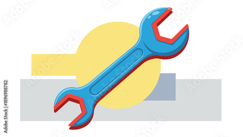 Blue Adjustable Wrench Tool on Gray.