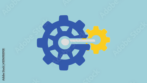 Blue and Yellow Interconnected Gears Mechanism.