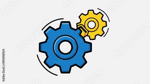 Blue and Yellow Interconnected Gears Mechanism.