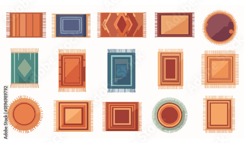 Cartoon carpets and rugs vector collection floor mats home decor
