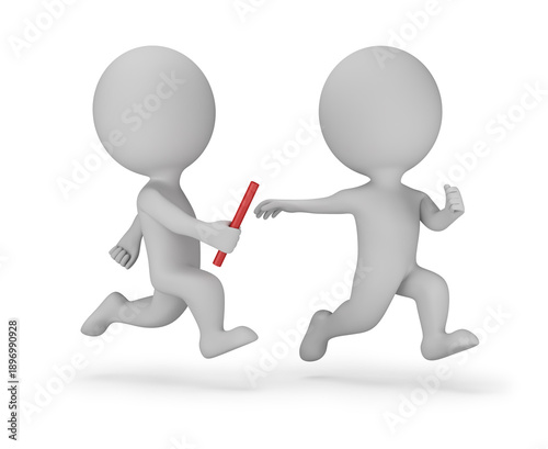 3d small people - running in a relay race