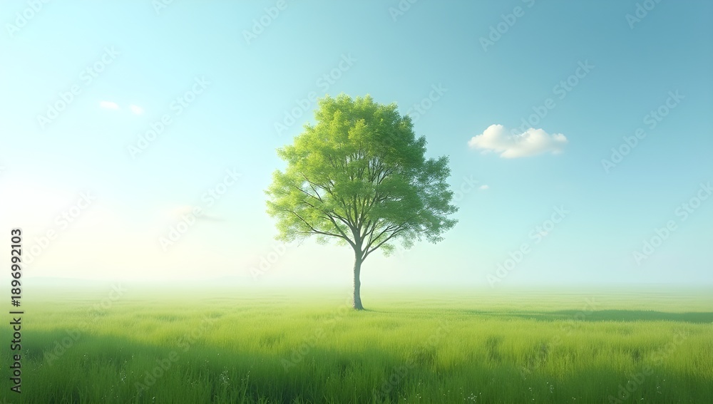 Obraz premium lonely tree on green field