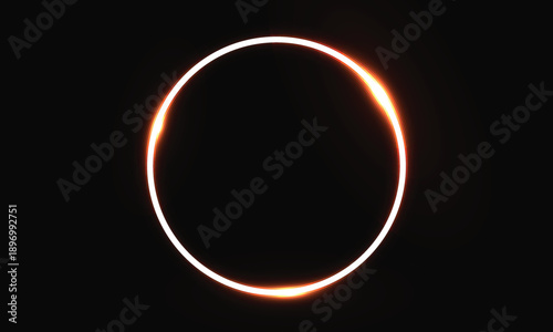 The bright shining illuminated the night sky Ring of fire in the dark sky during solar eclipse