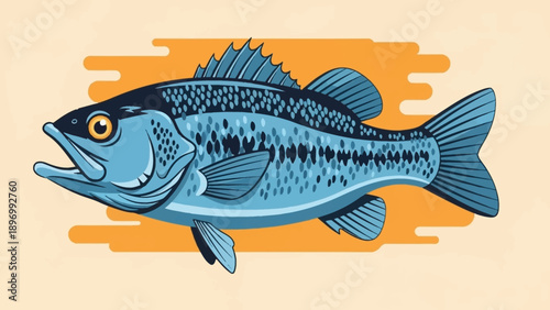 Blue Fish Illustration with Detailed Scales.
