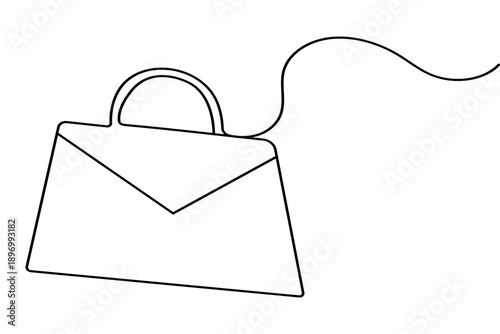 Fashion icon woman bag continuous one line drawing minimalist style isolate outline vector