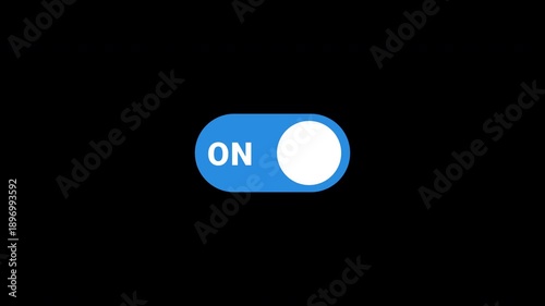 Modern Blue Turn On Toggle Switch Animation On Isolated Black Background