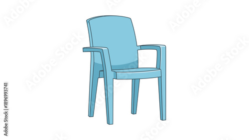Blue Plastic Chair with Armrests and Legs.