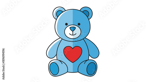 Blue Teddy Bear with Red Heart.