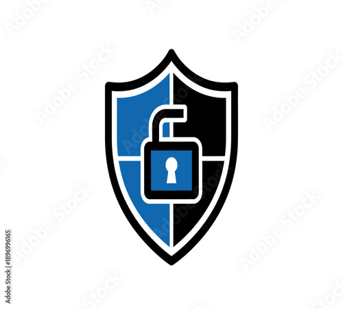 Cybersecurity Shield and Data Protection Vector Icon for Network Safety