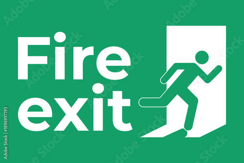 Fire exit sign with running man icon