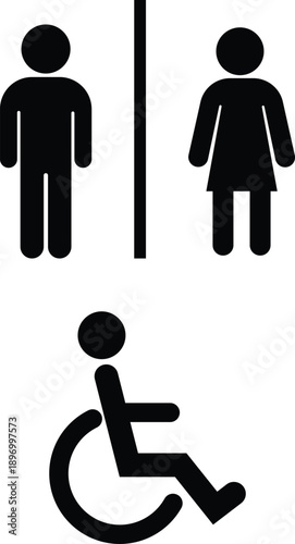 Accessible restroom sign with gender symbols and wheelchair indicator