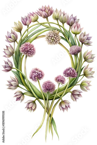 Circular arrangement of delicate pink and white wildflowers against a dark background