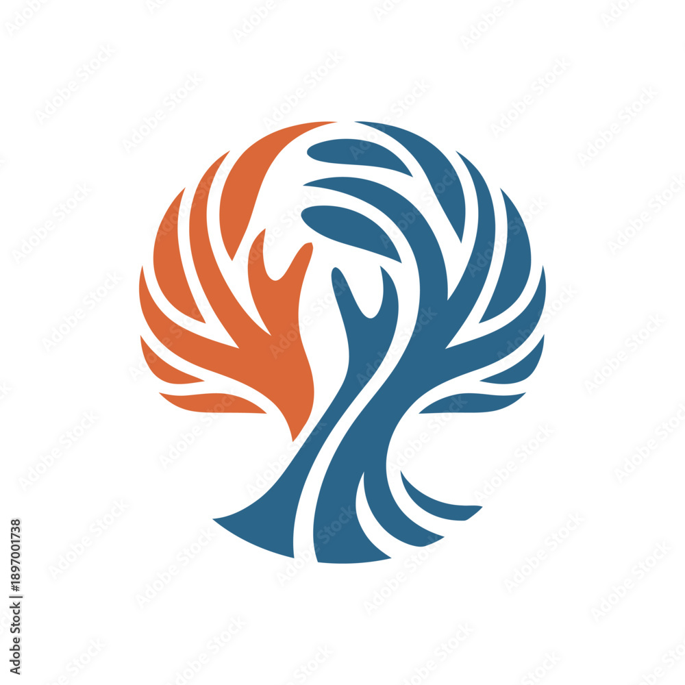 Obraz premium Stylized Tree Logo Design with Intertwined Branches.