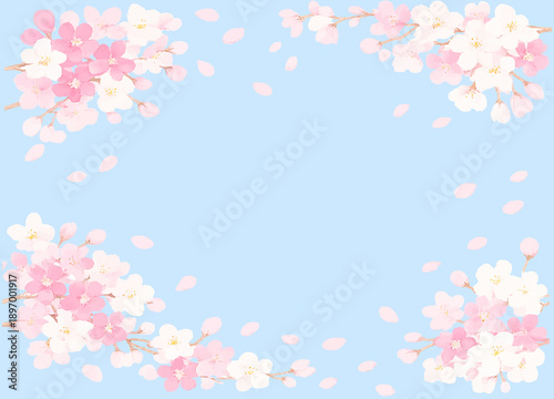 水彩風の桜の花のフレーム素材