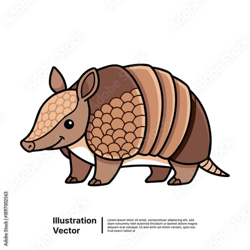 Armadillo roaming in the forest, a detailed illustration of wildlife from a side view