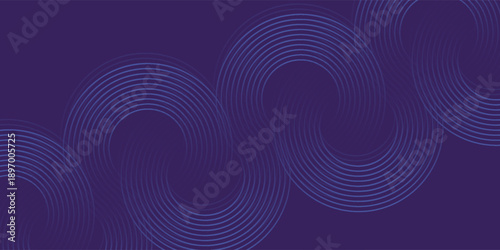 Blue abstract background with glowing circles. Swirl circular lines pattern. Geometric spiral. Twirl element. Modern graphic design. Futuristic technology concept. Vector illustration