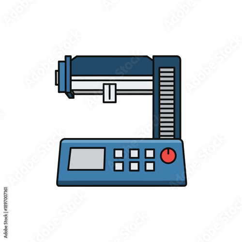 Blue and Gray Scientific Measuring Device with Digital Display and Buttons White Background d