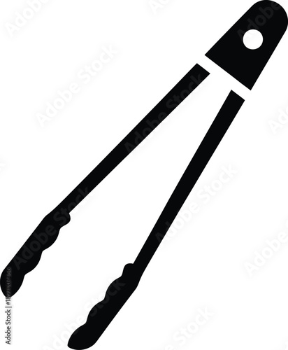 Black kitchen tongs with hole on for cooking and food handling