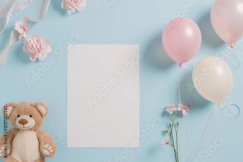 teddy bear with balloons