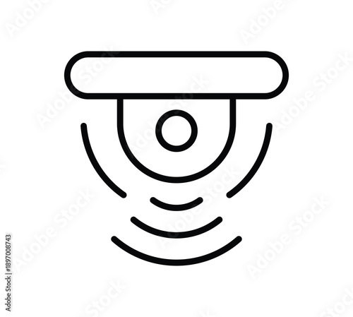 Εκτύπωση καμβά Minimalist Line Art of Surveillance Camera with Waves Representing Detection