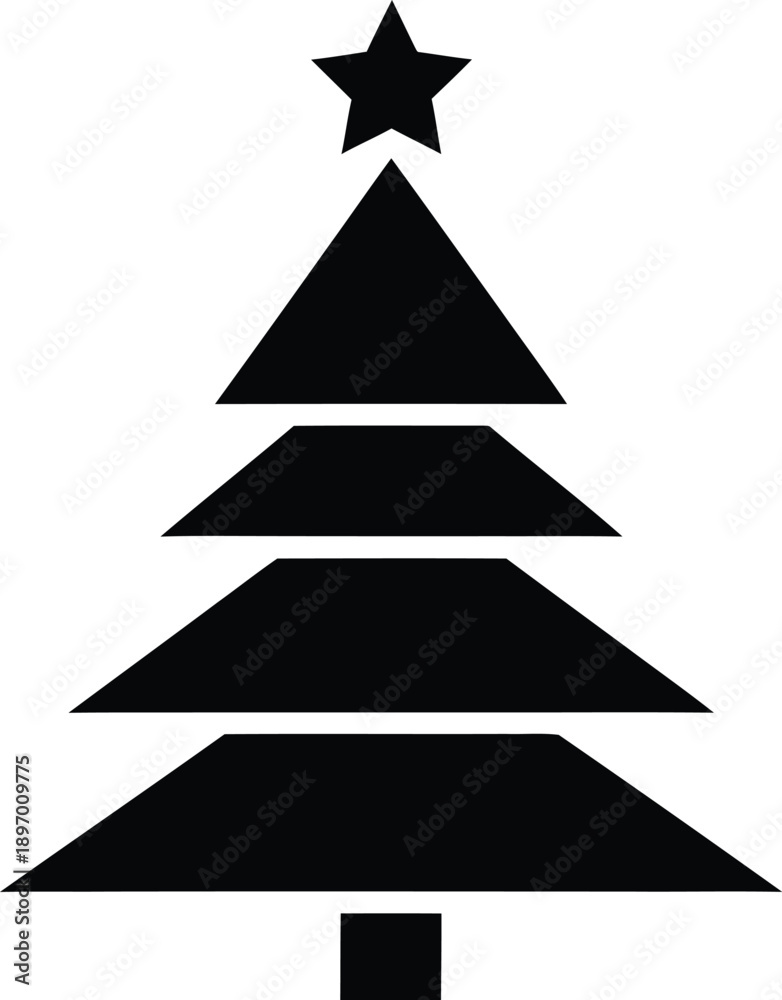 Obraz premium Black silhouette of a christmas tree with a star on top