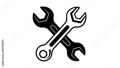 Crossed Adjustable Wrenches Tool Illustration.