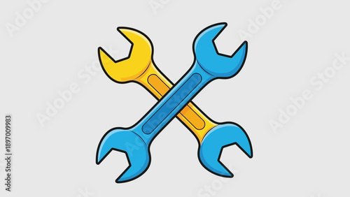 Crossed Wrenches Tool Illustration.