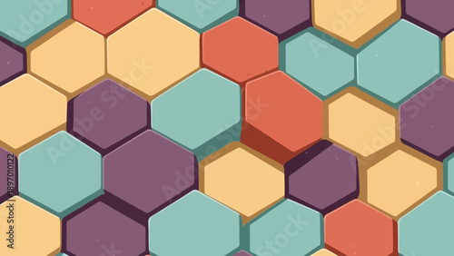 Colorful Hexagonal Tiles Patterned Arrangement.