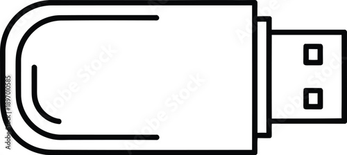 A black line drawing of a usb flash drive