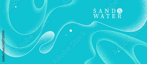 Seashore abstract linear vector background, ocean water and sand on waves calming and relaxing abstract art, curvy lines and textures minimal graphics.