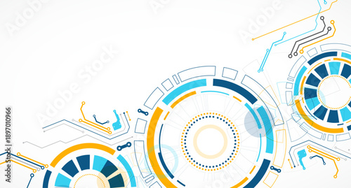 Abstract background. Scientific and technological concept with the use of technical elements formed in the shape of a circle. Vector