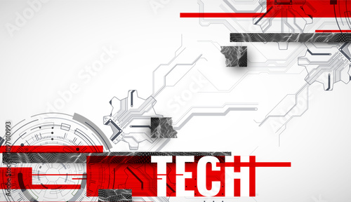 Stylized view of gears integrated with microcircuits. Concept of combining mechanics and electronics.