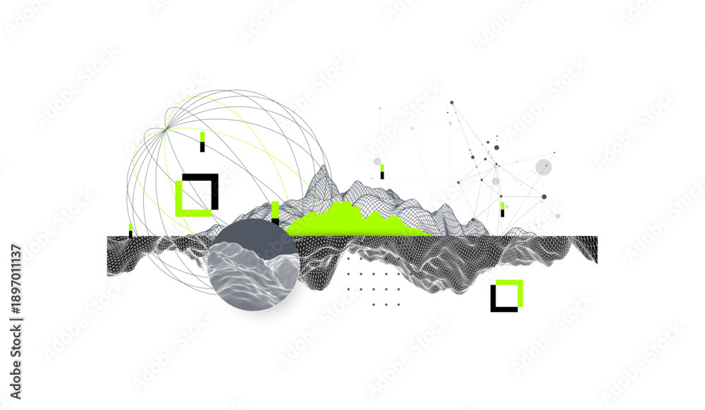 Obraz premium Abstract art wireframe background. Modern science or technology art elements. Surface illustration. Vector.