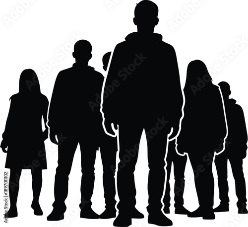 Group of people silhouettes standing together