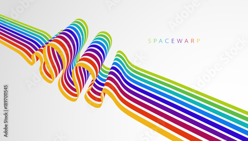 Abstract rainbow lines in 3D perspective, vector background with colorful stripes, children preschool education theme, positive and bright design.