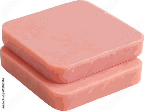 Stacked Slices of Pink Ham meat food