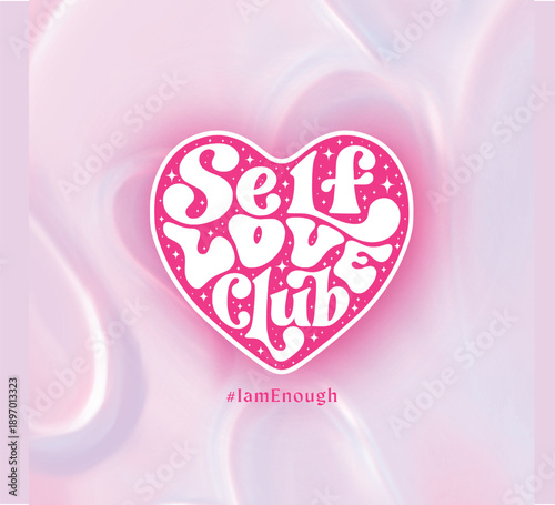 Self love club, Self love club logo, self love club banner style, self love logo, self love club brand, lovely world logo, pink white logo, wordmark logo, 