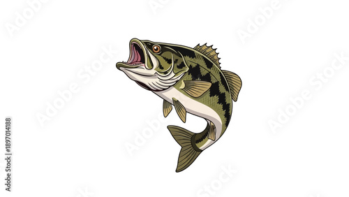 Detailed Illustration of a Bass Fish.